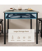 gaomon Kitchen Table with Bench, Dining Room Table Set for 4 with Upholstered Bench and Square Stools, Table Set with Storage -Grey
