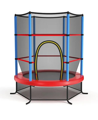 Gymax 55'' Trampoline for Kids Toddler Recreational Trampoline w/ Safety Enclosure Multicolor