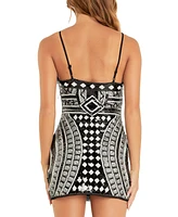 endless rose Women's Sequin-Embellished Sleeveless Bodycon Mini Dress