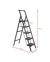 Flynama 4 Step Ladder, 4 Step Stool Folding Step Stool with Handrails, Sturdy Step Stool for Adult, Gorilla Ladders 500LBS Capacity Sturdy& Portable L