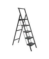 Flynama 4 Step Ladder, 4 Step Stool Folding Step Stool with Handrails, Sturdy Step Stool for Adult, Gorilla Ladders 500LBS Capacity Sturdy& Portable L