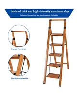 Flynama 5 Step Stool Folding Step Stool with Handrails, Sturdy Step Stool for Adult, Gorilla Ladders 500LBS Capacity Sturdy& Portable Ladder for Home