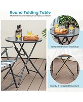 Vebreda 3 Pieces Outdoor Folding Chair Set Portable Folding Chair Set