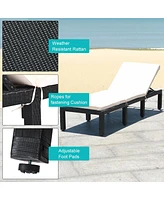 Inolait Patio Rattan Lounge Chair Chaise Couch Cushioned Height Adjustable