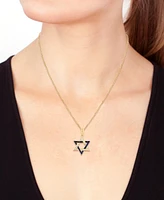 Effy Sapphire (1/6 ct. t.w.) & Diamond (1/8 ct. t.w.) Star Of David Pendant Necklace in 14k Gold, 18" + 1" extender