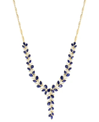 Effy Blue Sapphire (15-5/8 ct. t.w.) & Diamond (3/4 ct. t.w.) 18" Lariat Necklace in 14k Yellow Gold