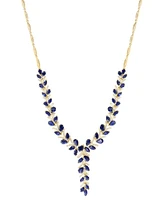 Effy Blue Sapphire (15-5/8 ct. t.w.) & Diamond (3/4 ct. t.w.) 18" Lariat Necklace in 14k Yellow Gold