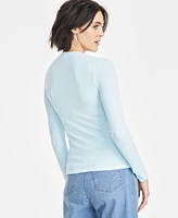 On 34th Women's Ribbed Long-Sleeve Henley Top, Created for Macy's