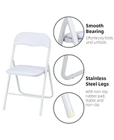 gaomon Folding Chairs with Padded Seats, White Metal Folding Chairs with Non-Slip Feet Pads- Set of 8