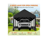 gaomon 12'x20' Larger Carport with 6 Roll-up Ventilation Windows