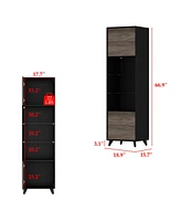 Famapy Black 2 Wood Grain Door Cabinet