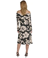 Halston Women's Floral Off-The-Shoulder Chain-Strap Dress