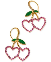 Ajoa by Nadri 18k Gold-Plated Mixed Stone Cherry Hearts Drop Earrings