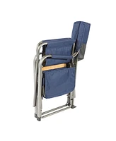 Kamp-Rite Portable Director's Chair w/Cooler, Cup Holder, & Side Table, Navy/Tan