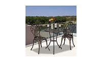 Slickblue European Style Bronze Cast Aluminum 3-Piece Tulip Bistro Set with Table and Chairs for Outdoor Dining