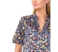 CeCe Women's Puff-Sleeve Floral Blouse