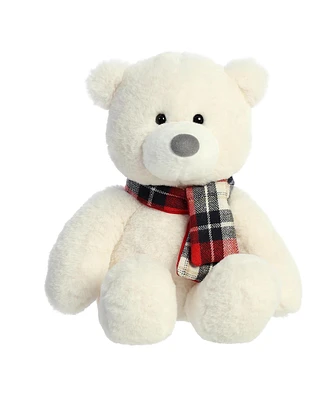 Aurora Medium Winterfield Bear Holiday Festive Plush Toy White 10"