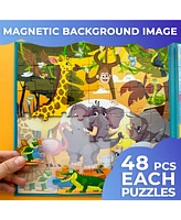 Quokka 2x48 Magnetic Travel Puzzles for Kids Ages 4-6 - Road Trip Activities