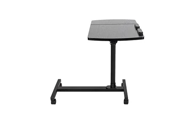 Slickblue Four-Wheel Multifunctional Black Computer Desk with Flat Surface and Lifting Mechanism for Versatile Use