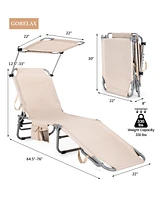 Sugift 5-Position Adjustable Outdoor Recliner Chair with Canopy Shade