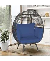 Inolait Oversized Patio Rattan Egg Lounge Chair with 4 Cushions