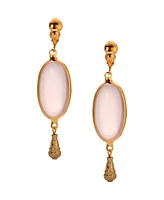 2028 Gold-Tone Glass Oval Clip Earrings