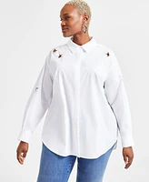 I.n.c. International Concepts Plus Star-Cutout Shirt, Exclusively at Macy's