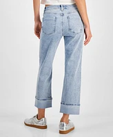 Indigo Rein Juniors' Faded Mid-Rise Cuffed Capri Jeans