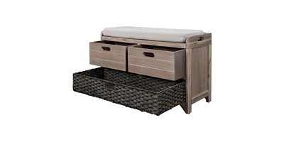 Slickblue Storage Bench with Removable Basket & 2 Drawers Versatile Organization Solution for Any Space