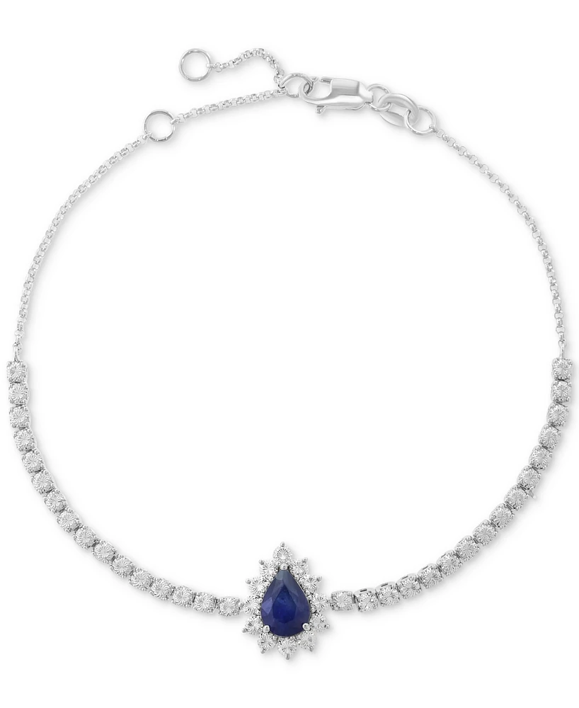 Effy Sapphire Halo Link Bracelet (5/8 ct. t.w.) in 14k White Gold