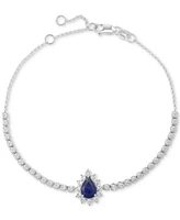 Effy Sapphire Halo Link Bracelet (5/8 ct. t.w.) in 14k White Gold