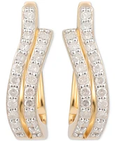 Diamond Double-Row Hoop Earrings (1/3 ct. t.w.) in 14k Gold-Plated Sterling Silver