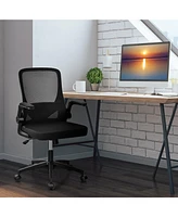 Skonyon Swivel Mesh Office Chair with Foldable Backrest and Flip-Up Arms