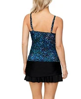 Island Escape Womens Gemini Underwire Tankini Top Ruffled Swim Skirt