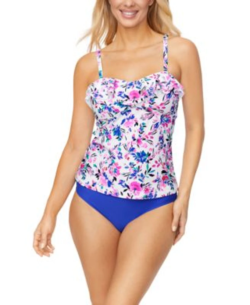 Island Escape Womens Tahiti Ruffled Bandini Top Mid Rise Bikini Bottoms Exclusively At Macys