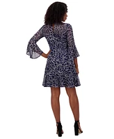 Jessica Howard Women's Illusion-Yoke Flounce-Hem Dress