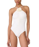 kate spade new york Women's High-Neck Rosette One-Piece Swimsuit