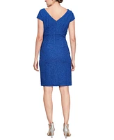 Sl Fashions Women's Cap-Sleeve Round-Neck Sheath Dress