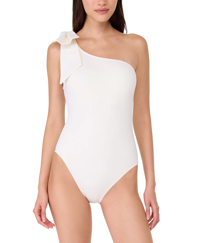 kate spade new york Women's One-Shoulder Bow-Tie Swimsuit