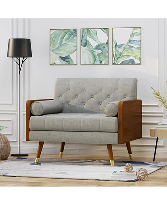 Streamdale Furniture Mid-Century Modern Retro Club Chair With Button-Tufted Stitching And Gold-Tipped Legs