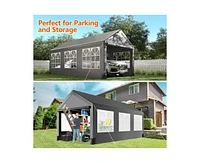 gaomon 12'x20' Larger Carport with 6 Roll-up Ventilation Windows, Quick and Easy Setup