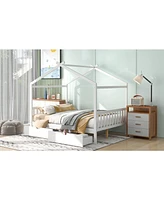 Slickblue House Platform Bed with Two Storage Drawers for Space-Saving and Stylish Bedroom Organization