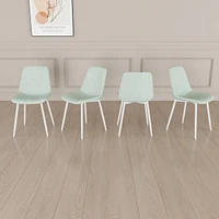 A set of 4 dining chairs, modern kitchen dining chairs, linen padded chairs, and sturdy white metal leg decorated dining chairs. Fabric dining chair (