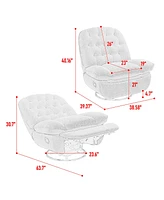 360 Swivel Recliner Adjustable Chair Chenille Glider Swivel Reclining Sofa Chair with Black Metal Round Base