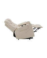 Streamdale Furniture Nairi Power Recliner w/Lift, Heating & Massage, Light Gray Leather Aire