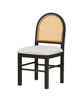 Streamdale Furniture 4 Retro Upholstered Chairs with Rattan Backrests for Dining Room and Kitchen (Espresso)