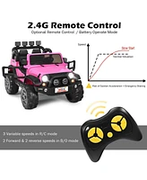 Hongge 12V 2-Seater Ride-On Truck with Remote Control, Storage, and Music Player