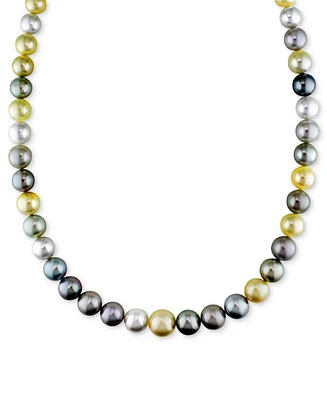 Multicolor Cultured South Sea & Tahitian Pearl (9-12mm) 18" Strand Necklace 14k Yellow Gold