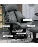 Massage Recliner Chair with Footstool, 360 Swivel Recliner, Gray