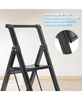 Flynama 4 Step Stool Folding Step Stool with Handrails, Sturdy Step Stool for Adult, Gorilla Ladders 500LBS Capacity Sturdy& Portable Ladder for Home